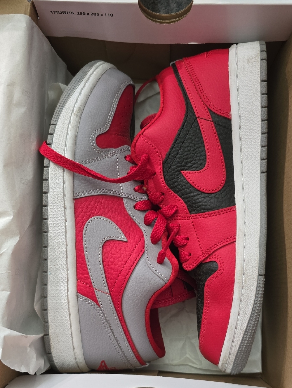 Jordan Low Top Sneakers in Red, Black & Gray
